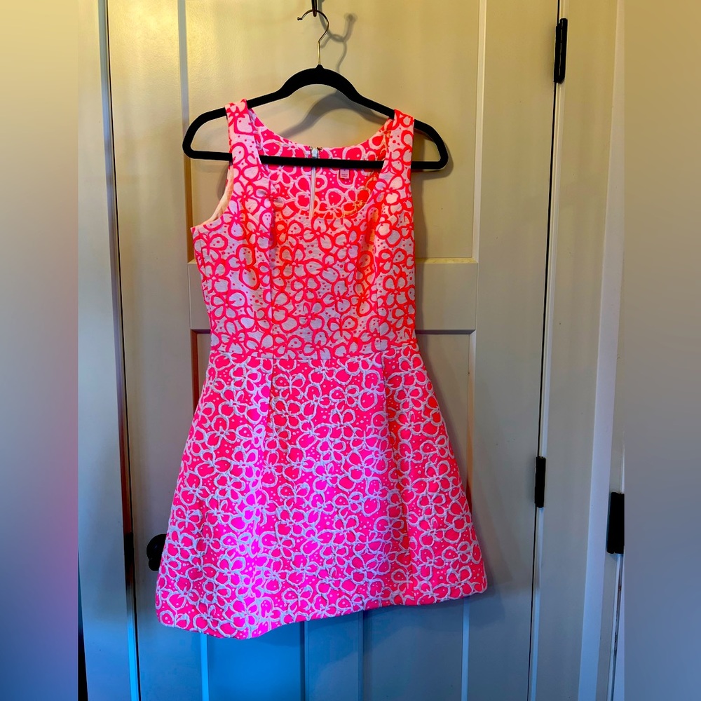 Lilly Pulitzer Neon Pink and White Dress